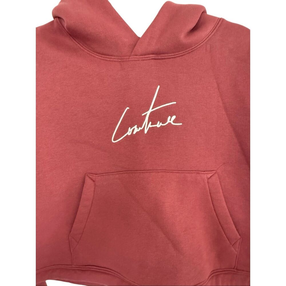 NWT Couture Club Womens Rust Fleece Lined Cropped Pullover Hoodie XL